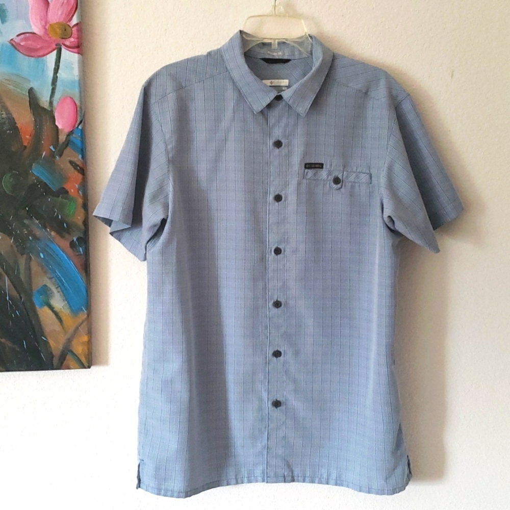 Columbia Omni-Shade Blue Plaid Shirt Size Medium